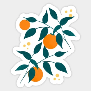 teal orange tree branches Sticker